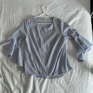 Light Blue Flowy Butterfly Sleeve Chiffon Top